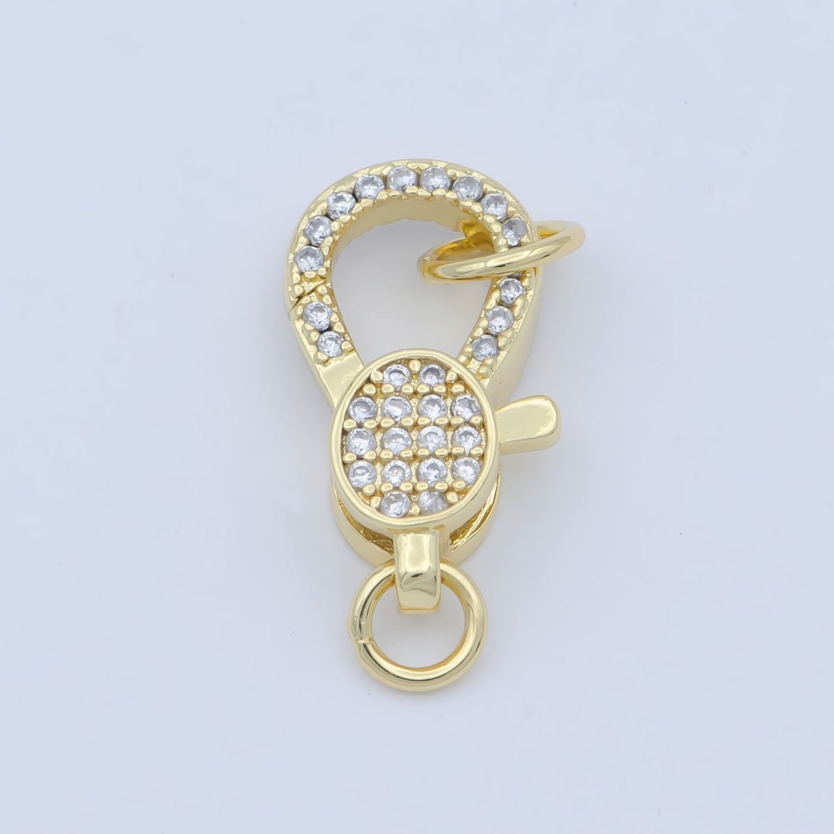 14k Gold Fill Oval clasp for Bracelet Necklace Buckle Micro paved , CZ Cubic Lobster Clasp Fastener for Beading supplies Component L-407 L-408 - DLUXCA