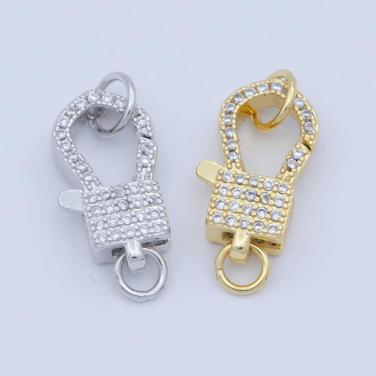 14k Gold Fill Square clasp for Bracelet Necklace Buckle Micro paved , CZ Cubic Lobster Clasp Fastener for Beading supplies Component L-405 L-406 - DLUXCA