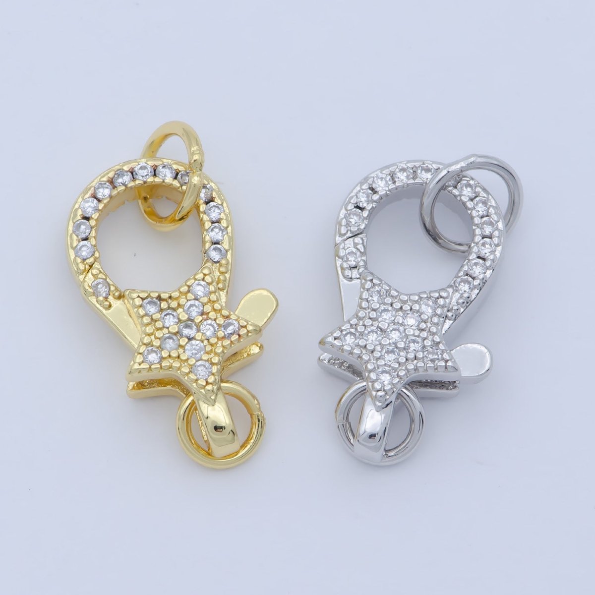 14k Gold Fill Star clasp for Bracelet Necklace Buckle Micro paved , CZ Cubic Lobster Clasp Fastener for Beading supplies Component L-403 L-404 - DLUXCA