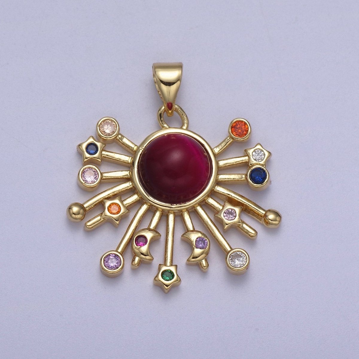 14k Gold Fill Sun Charm Color Cz Sunburst pendant sunbeam charm sunshine solar boho bohemian jewelry H-111 - H-113 - DLUXCA