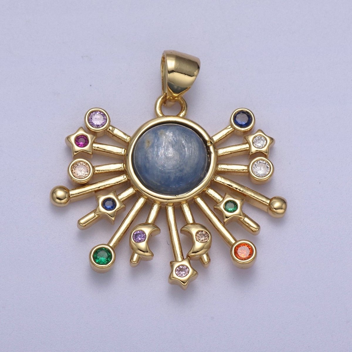 14k Gold Fill Sun Charm Color Cz Sunburst pendant sunbeam charm sunshine solar boho bohemian jewelry H-111 - H-113 - DLUXCA