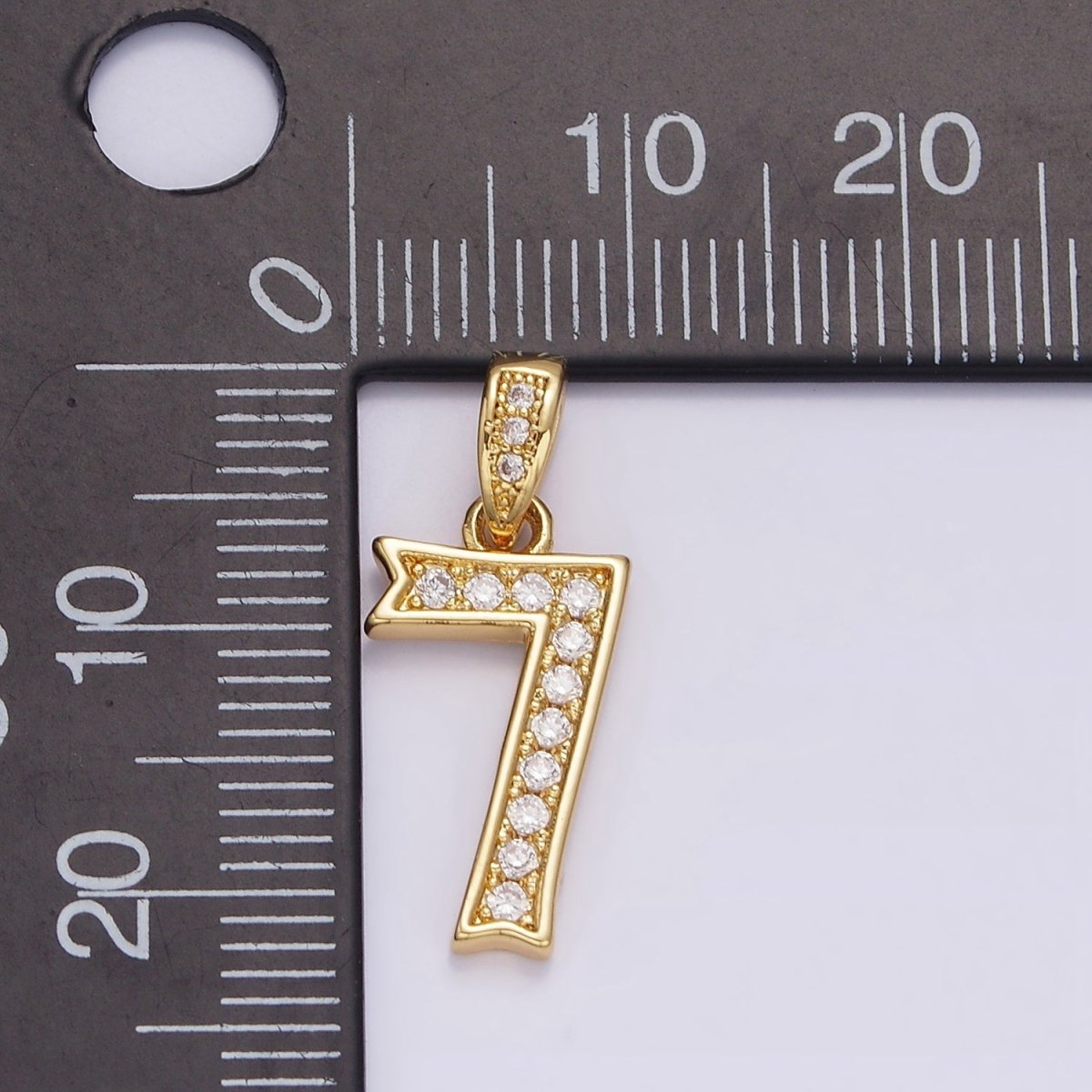 14K Gold Filled 0-9 Edged Number Clear Micro Paved CZ Pendant | N1223 - N1232 - DLUXCA