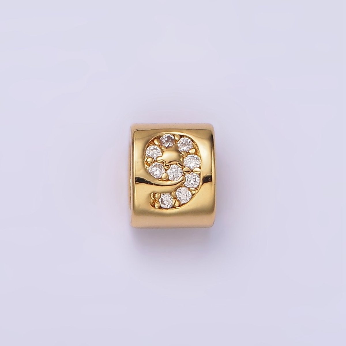 14K Gold Filled 0-9 Number Clear Micro Paved CZ Slider Bead Spacer | B-802 - B-811 - DLUXCA