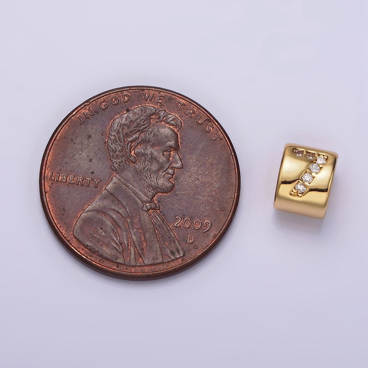 14K Gold Filled 0-9 Number Clear Micro Paved CZ Slider Bead Spacer | B-802 - B-811 - DLUXCA