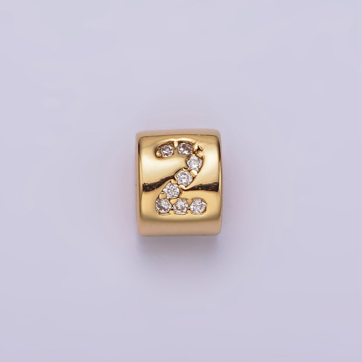 14K Gold Filled 0-9 Number Clear Micro Paved CZ Slider Bead Spacer | B-802 - B-811 - DLUXCA