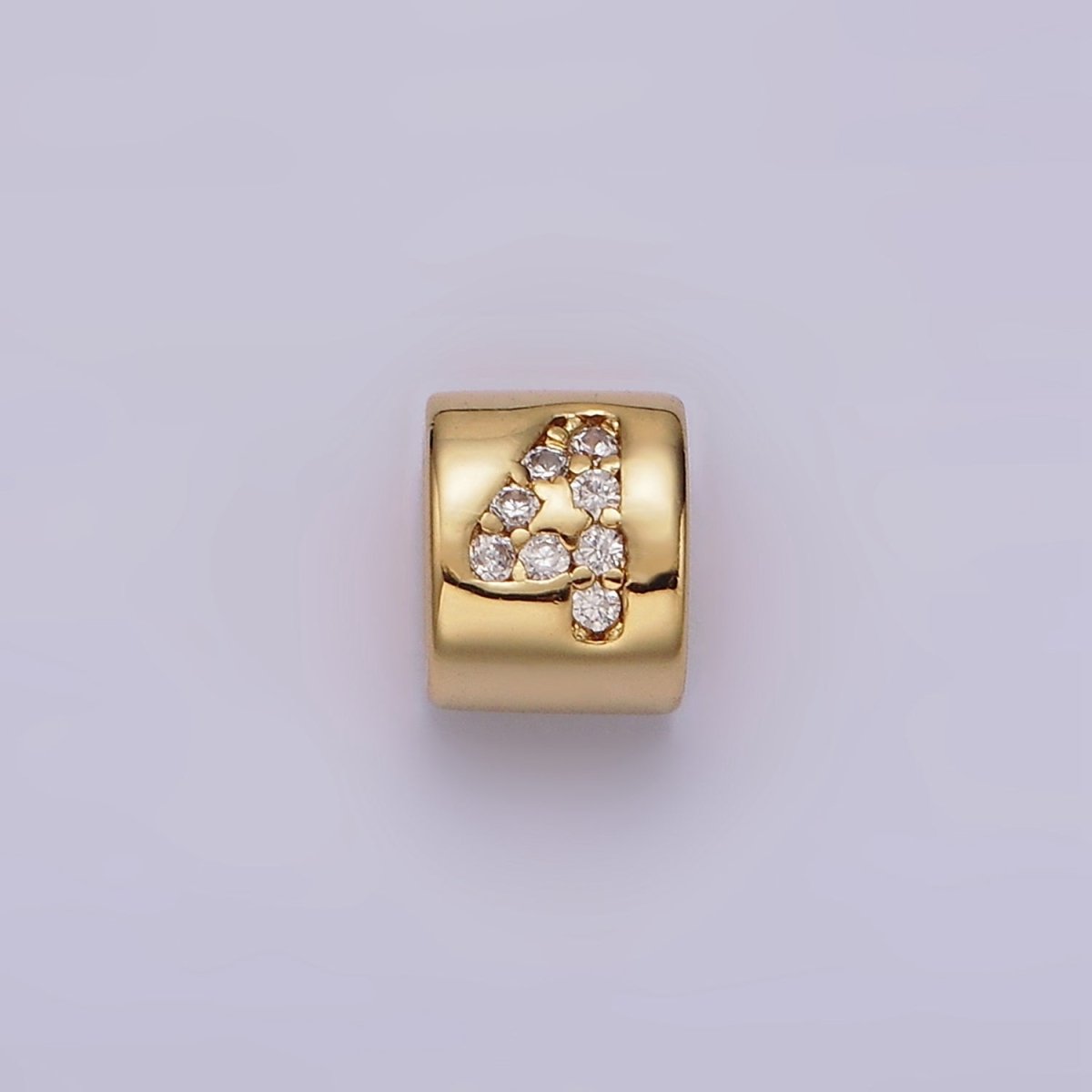 14K Gold Filled 0-9 Number Clear Micro Paved CZ Slider Bead Spacer | B-802 - B-811 - DLUXCA