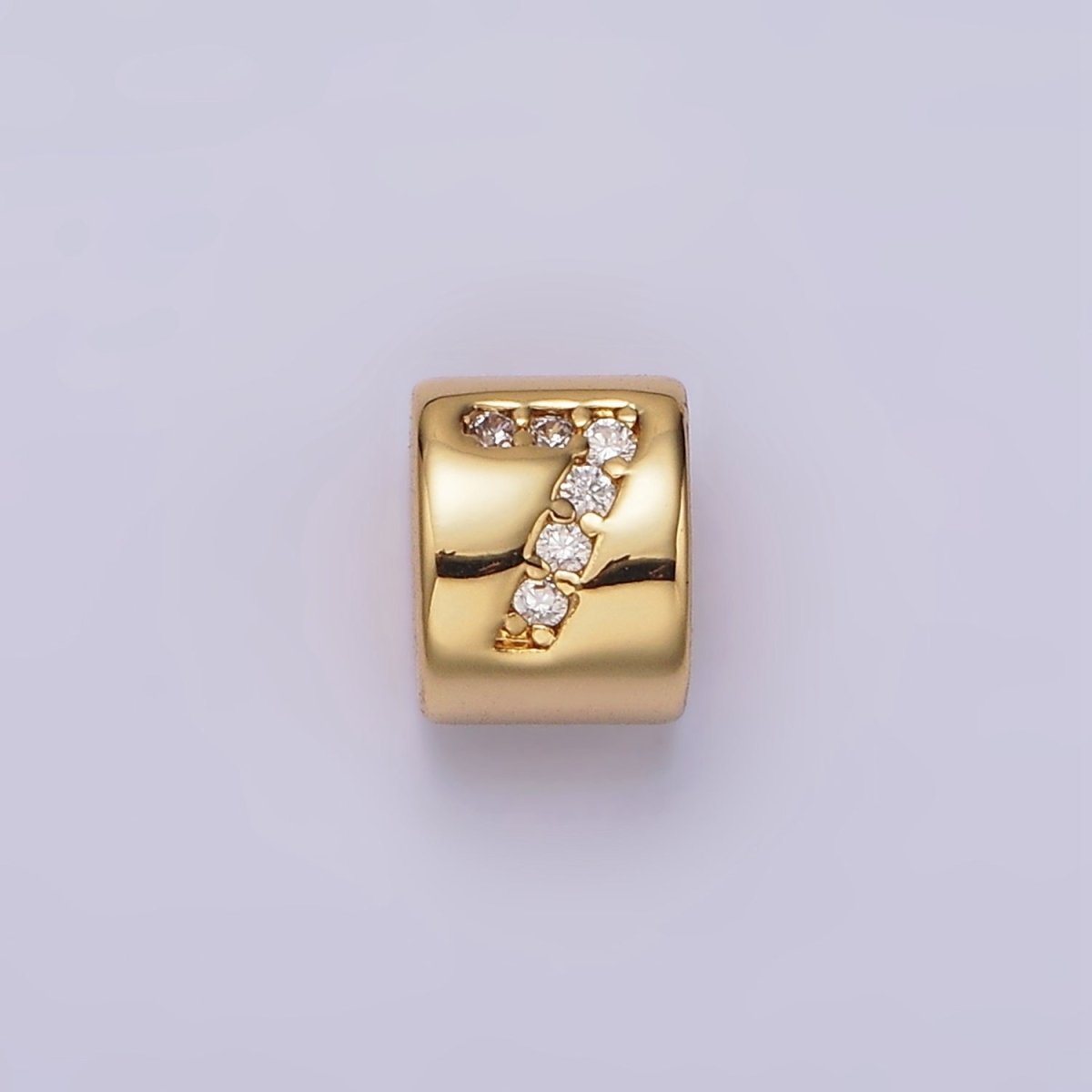 14K Gold Filled 0-9 Number Clear Micro Paved CZ Slider Bead Spacer | B-802 - B-811 - DLUXCA
