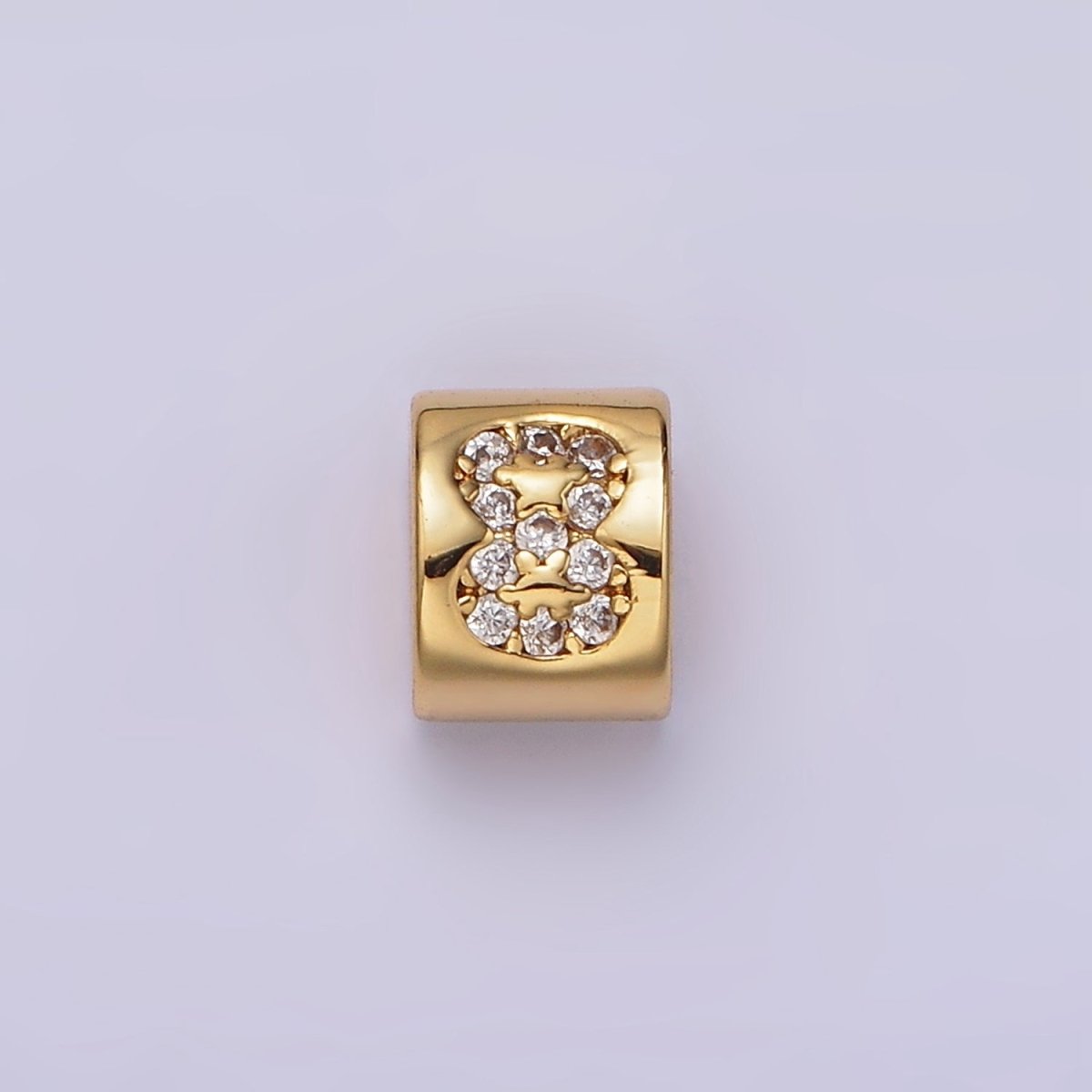 14K Gold Filled 0-9 Number Clear Micro Paved CZ Slider Bead Spacer | B-802 - B-811 - DLUXCA