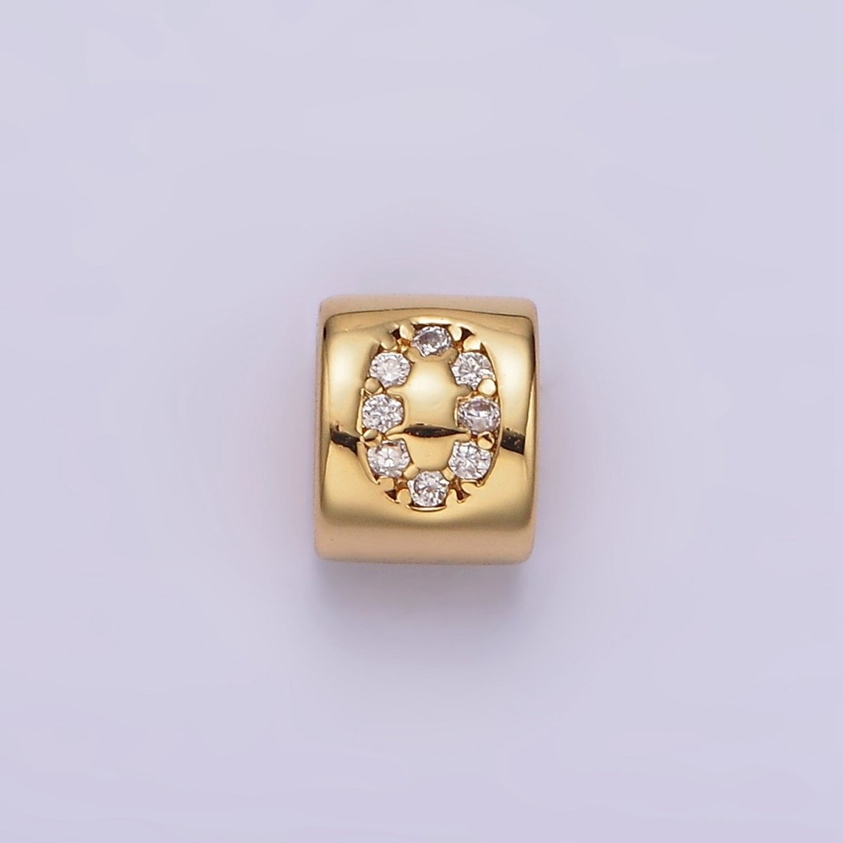 14K Gold Filled 0-9 Number Clear Micro Paved CZ Slider Bead Spacer | B-802 - B-811 - DLUXCA
