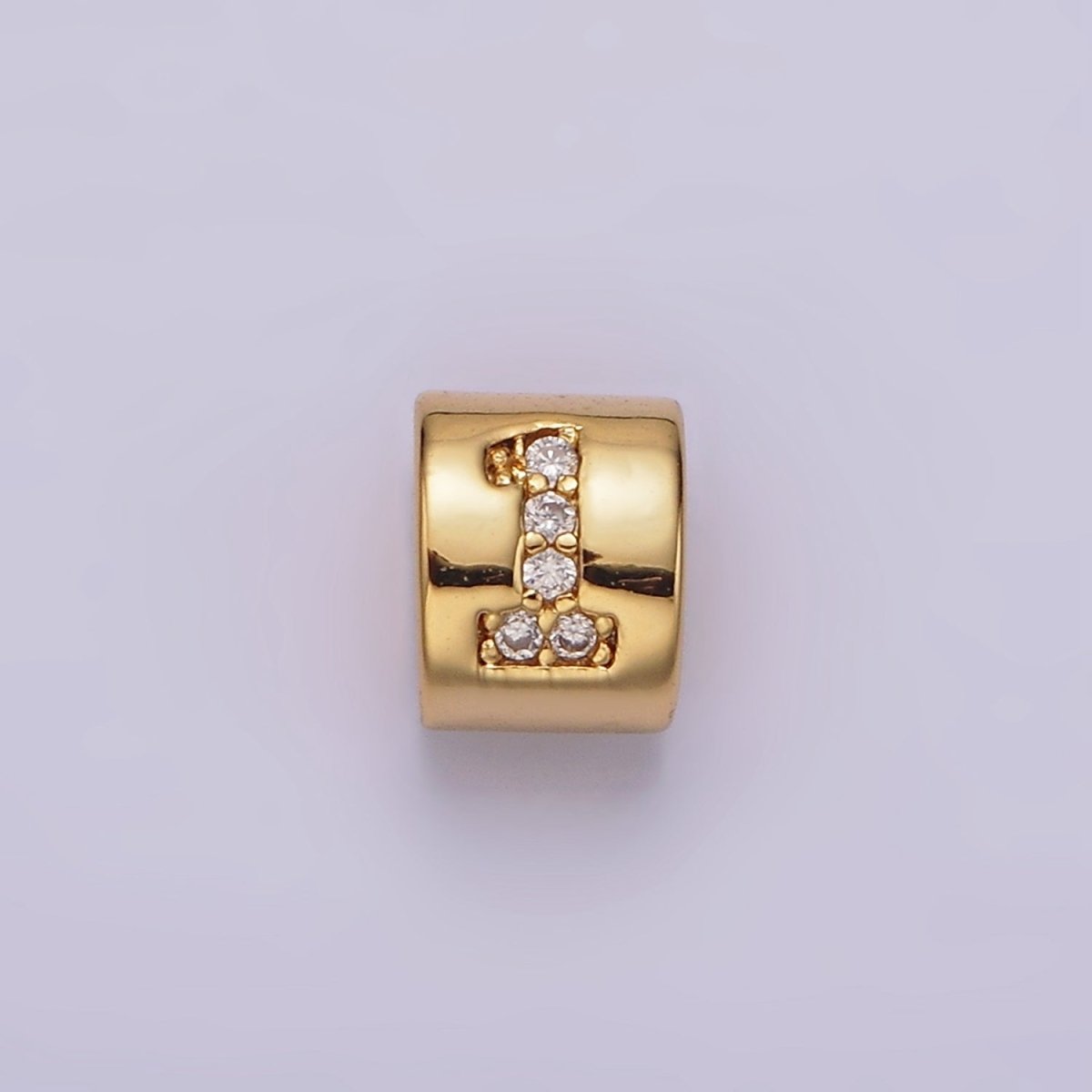 14K Gold Filled 0-9 Number Clear Micro Paved CZ Slider Bead Spacer | B-802 - B-811 - DLUXCA