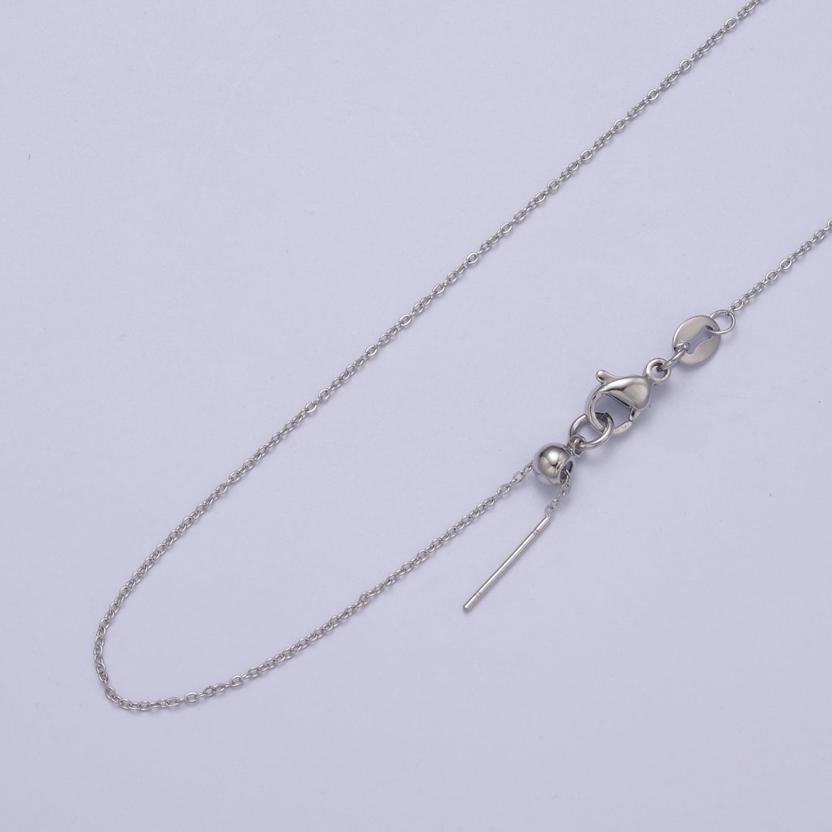 14K Gold Filled 0.6mm Dainty Cable Chain 18 Inch Layering Cable Slider Necklace in Silver & Gold | WA-728 WA-735 Clearance Pricing - DLUXCA