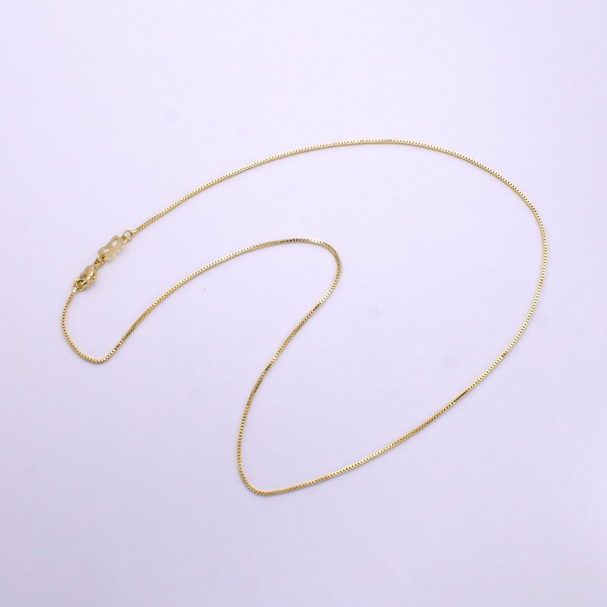 14K Gold Filled 0.8mm Dainty Box 16 Inch Choker Necklace | WA-2321 - DLUXCA
