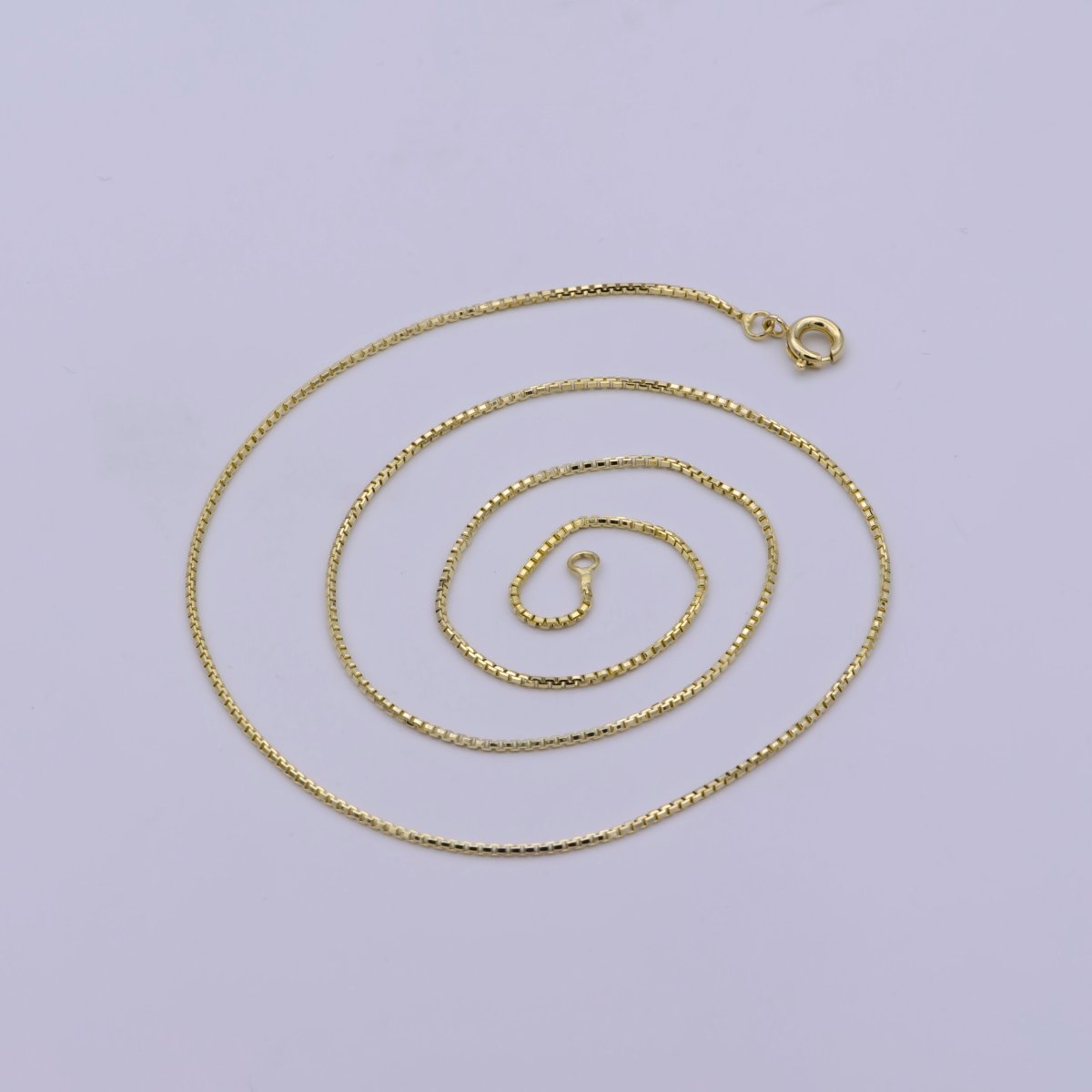 14K Gold Filled 0.8mm Dainty Box 18 Inch Layering Chain Necklace | WA-465 Clearance Pricing - DLUXCA