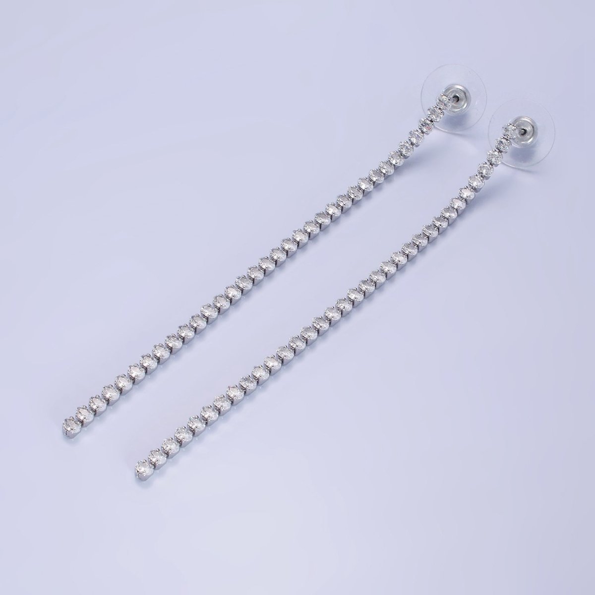 14K Gold Filled 100mm Oval Clear CZ Drop Stud Earrings in Gold & Silver | AE507 AE508 - DLUXCA