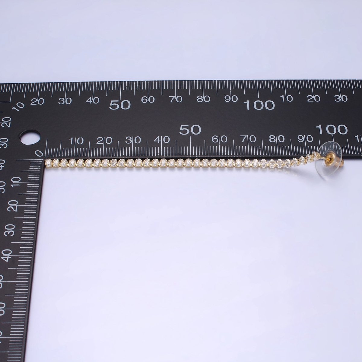 14K Gold Filled 100mm Oval Clear CZ Drop Stud Earrings in Gold & Silver | AE507 AE508 - DLUXCA