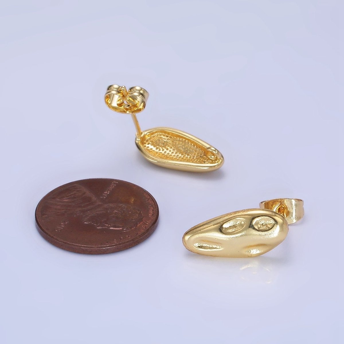 14K Gold Filled 10m Hammered Oval Stud Earrings Findings in Gold & Silver | Z740 Z741 - DLUXCA