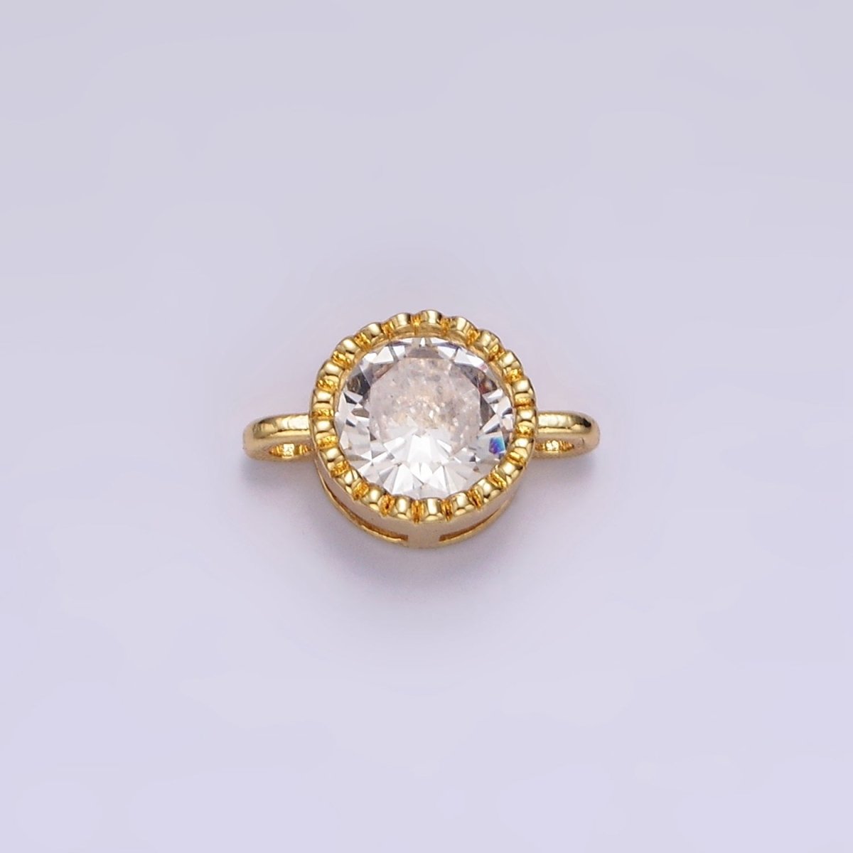 14K Gold Filled 10mm Clear CZ Round Connector in Gold & Silver | G898 G899 - DLUXCA