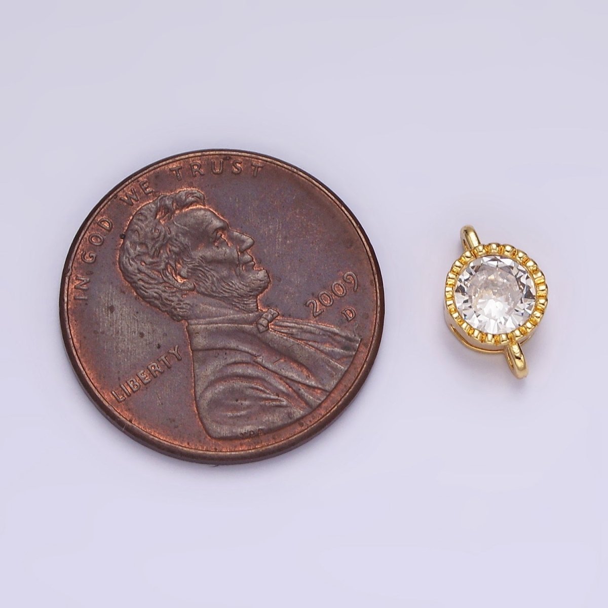 14K Gold Filled 10mm Clear CZ Round Connector in Gold & Silver | G898 G899 - DLUXCA