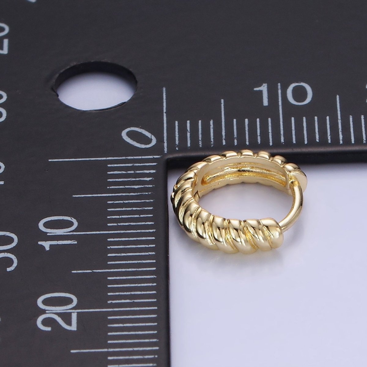 14K Gold Filled 10mm Croissant Cartilage Huggie Earrings | AB1315 - DLUXCA