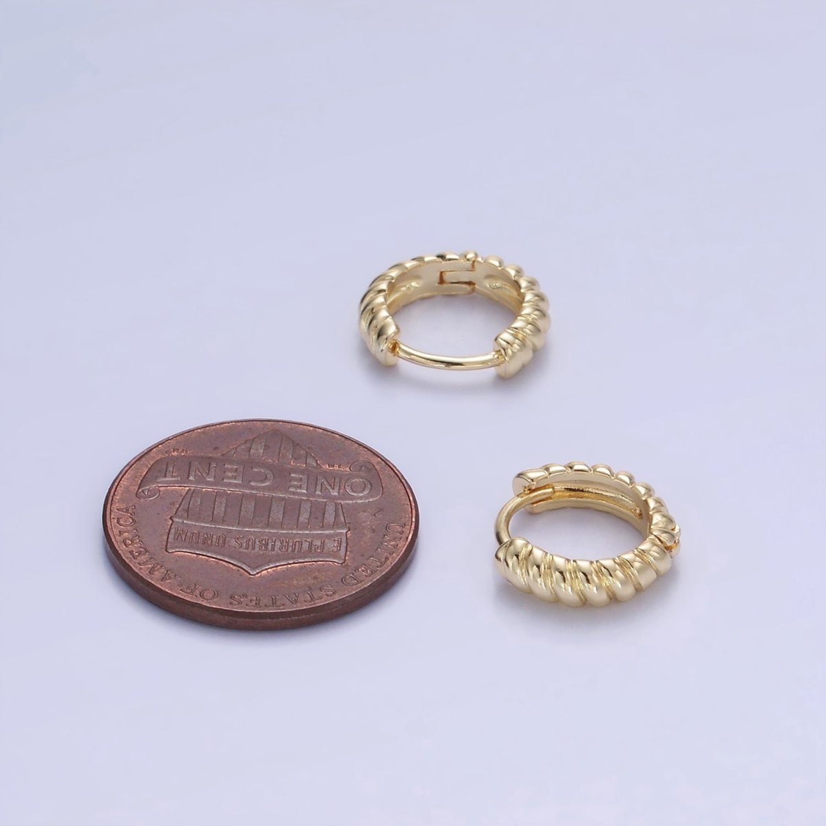 14K Gold Filled 10mm Croissant Cartilage Huggie Earrings | AB1315 - DLUXCA