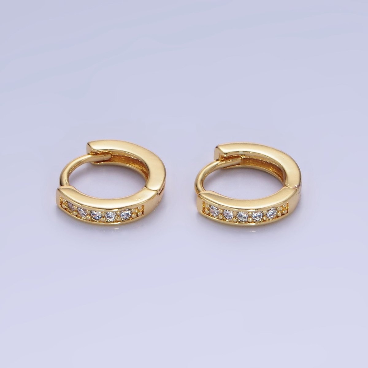 14K Gold Filled 10mm CZ Lined Cartilage Huggie Earrings in Gold & Silver | AB1346 AB1347 - DLUXCA