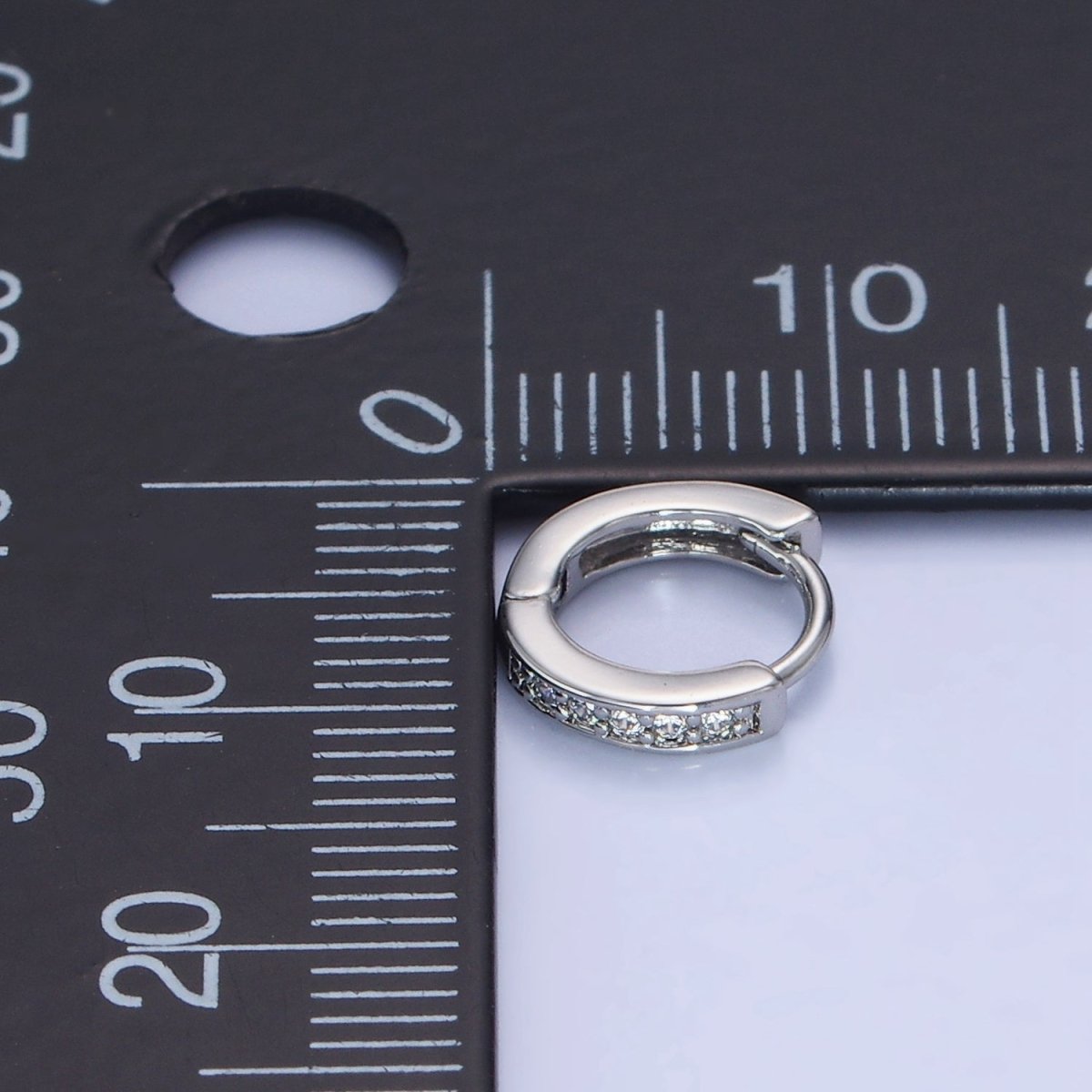 14K Gold Filled 10mm CZ Lined Cartilage Huggie Earrings in Gold & Silver | AB1346 AB1347 - DLUXCA