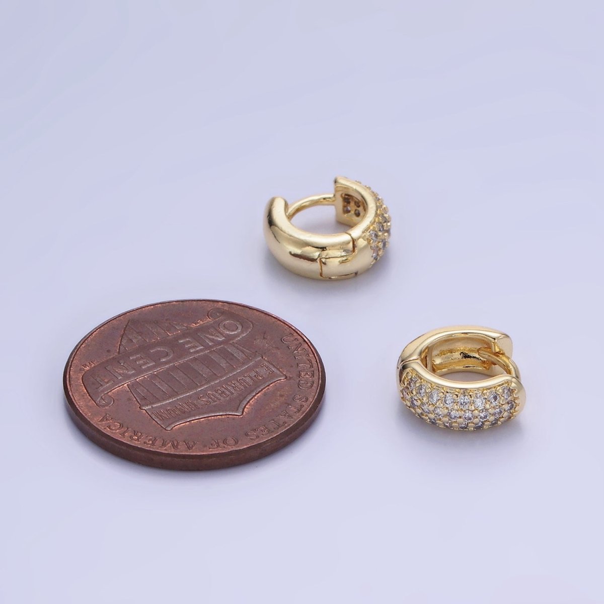 14K Gold Filled 10mm Micro Paved CZ Cartilage Huggie Earrings | AB1327 - DLUXCA