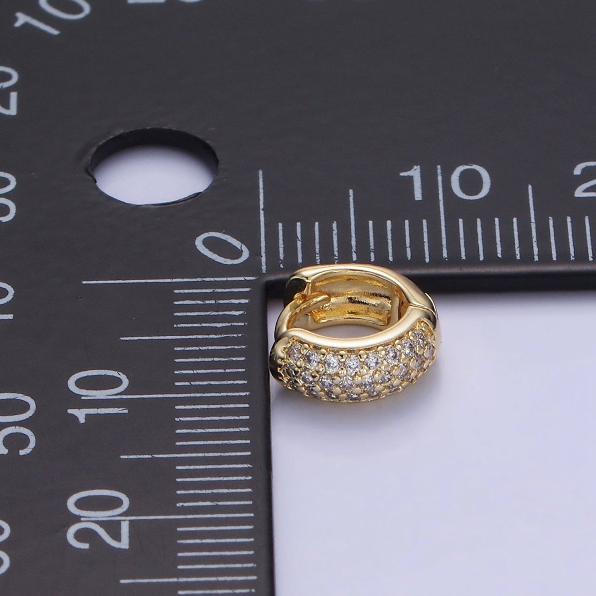 14K Gold Filled 10mm Micro Paved CZ Cartilage Huggie Earrings | AB1327 - DLUXCA