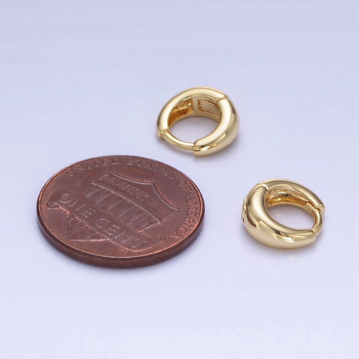 14K Gold Filled 10mm Minimalist Dome Cartilage Huggie Earrings | P487 - DLUXCA