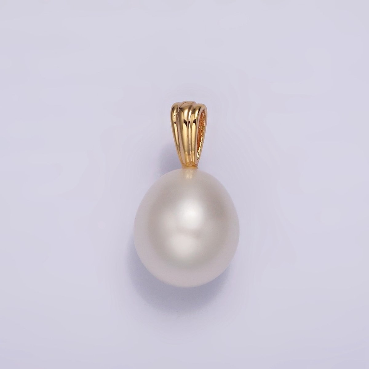 14K Gold Filled 10mm Minimalist Freshwater Pearl Button Triple, Single Bail Pendant | P1613 P1614 - DLUXCA
