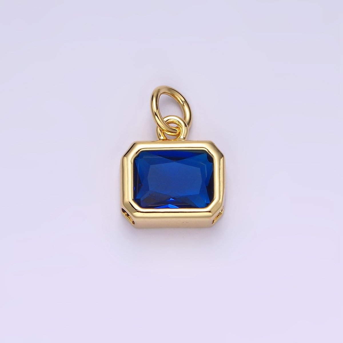 14K Gold Filled 10mm Personalized Birthstone Baguette Cubic Zirconia CZ Bezel Charm in Silver & Gold | N1600 - N1623 - DLUXCA