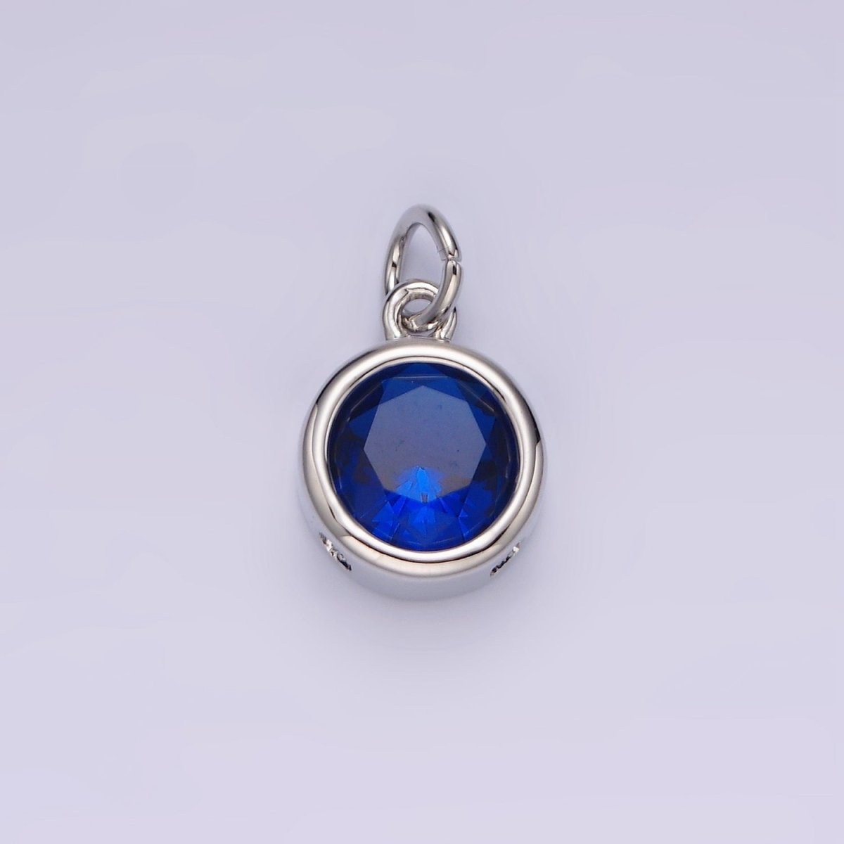 14K Gold Filled 10mm Personalized Birthstone Round Cubic Zirconia CZ Bezel Charm in Silver & Gold | N1575 - N1598 - DLUXCA