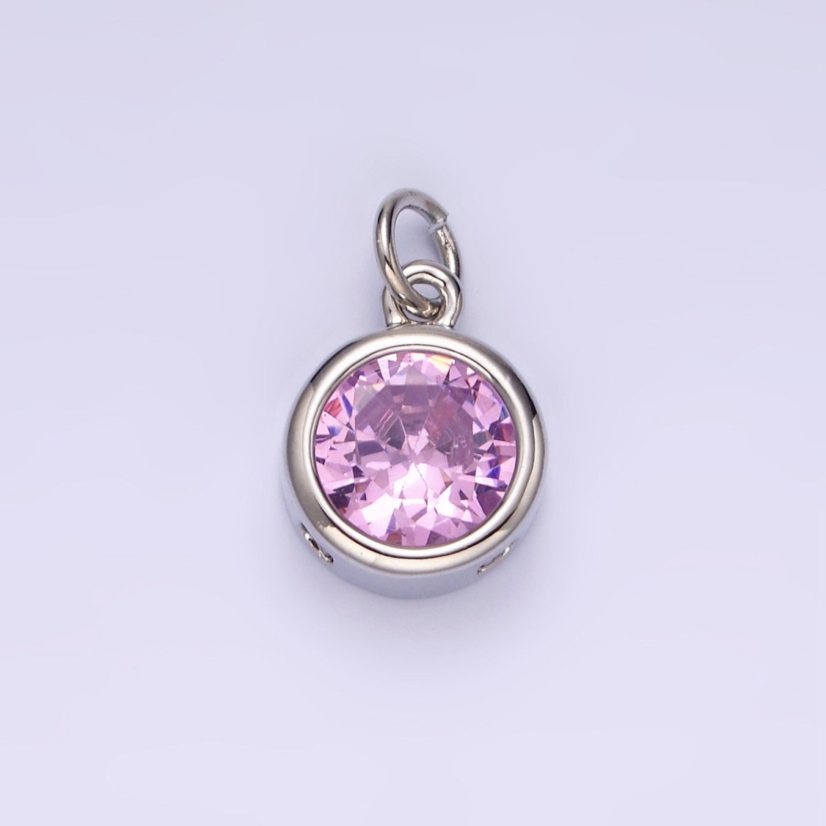 14K Gold Filled 10mm Personalized Birthstone Round Cubic Zirconia CZ Bezel Charm in Silver & Gold | N1575 - N1598 - DLUXCA