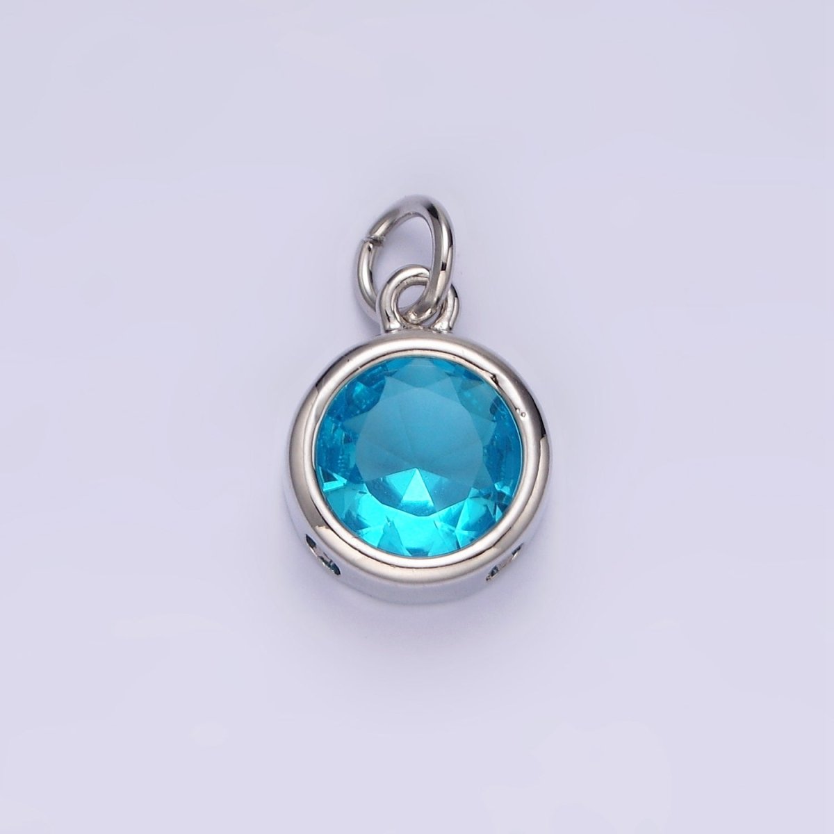 14K Gold Filled 10mm Personalized Birthstone Round Cubic Zirconia CZ Bezel Charm in Silver & Gold | N1575 - N1598 - DLUXCA