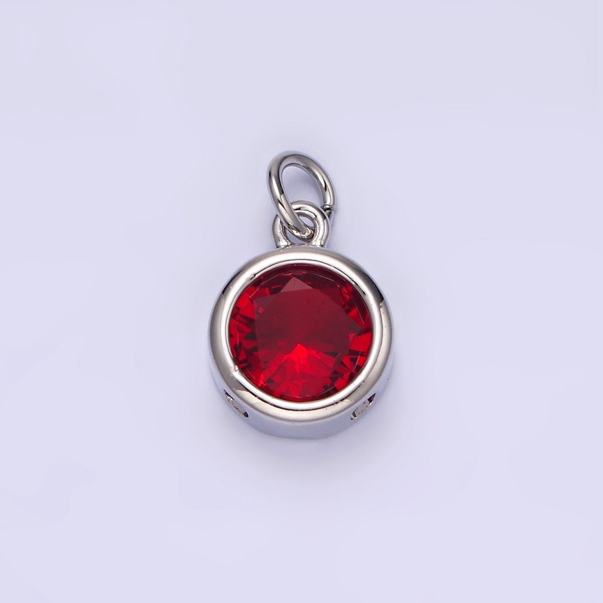 14K Gold Filled 10mm Personalized Birthstone Round Cubic Zirconia CZ Bezel Charm in Silver & Gold | N1575 - N1598 - DLUXCA