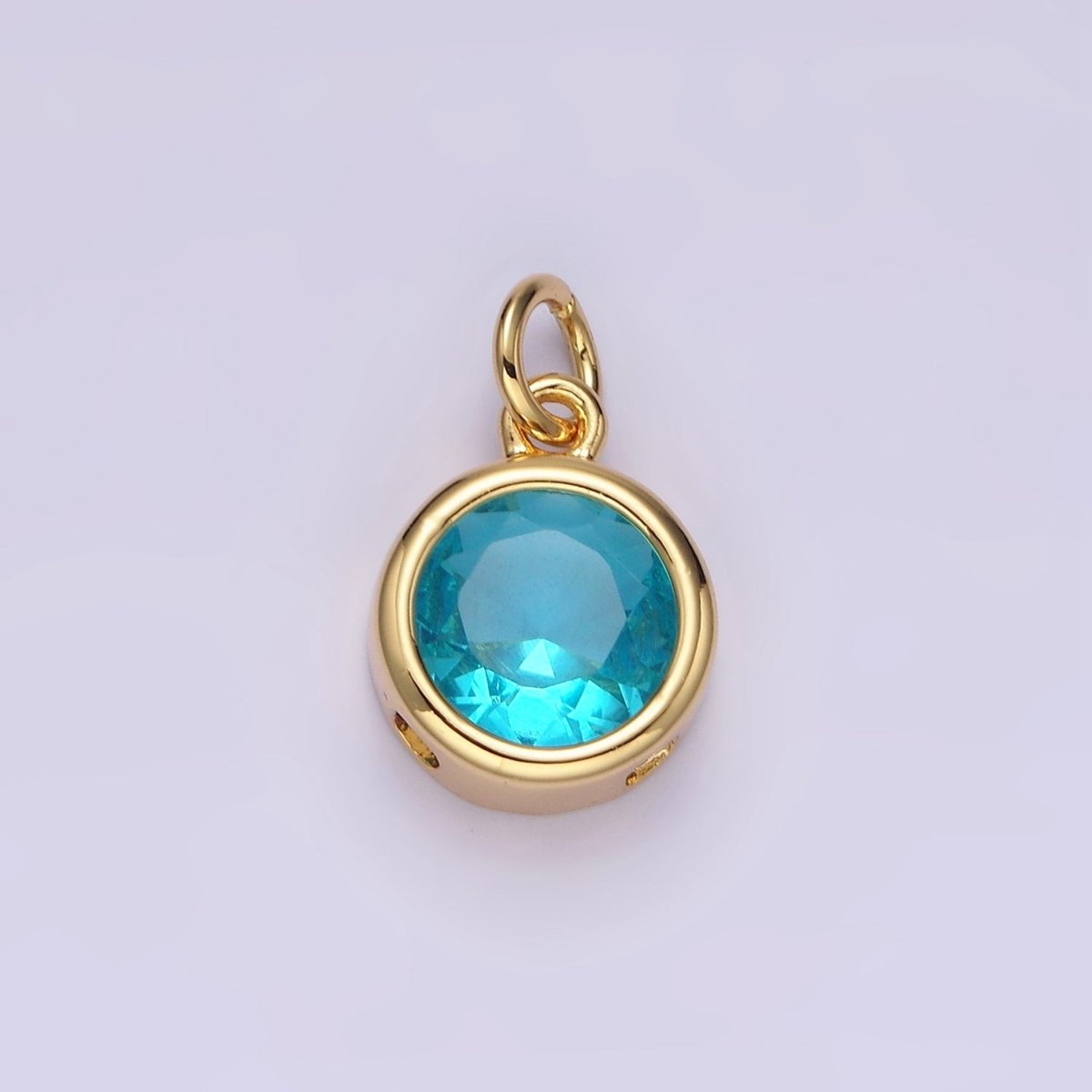 14K Gold Filled 10mm Personalized Birthstone Round Cubic Zirconia CZ Bezel Charm in Silver & Gold | N1575 - N1598 - DLUXCA