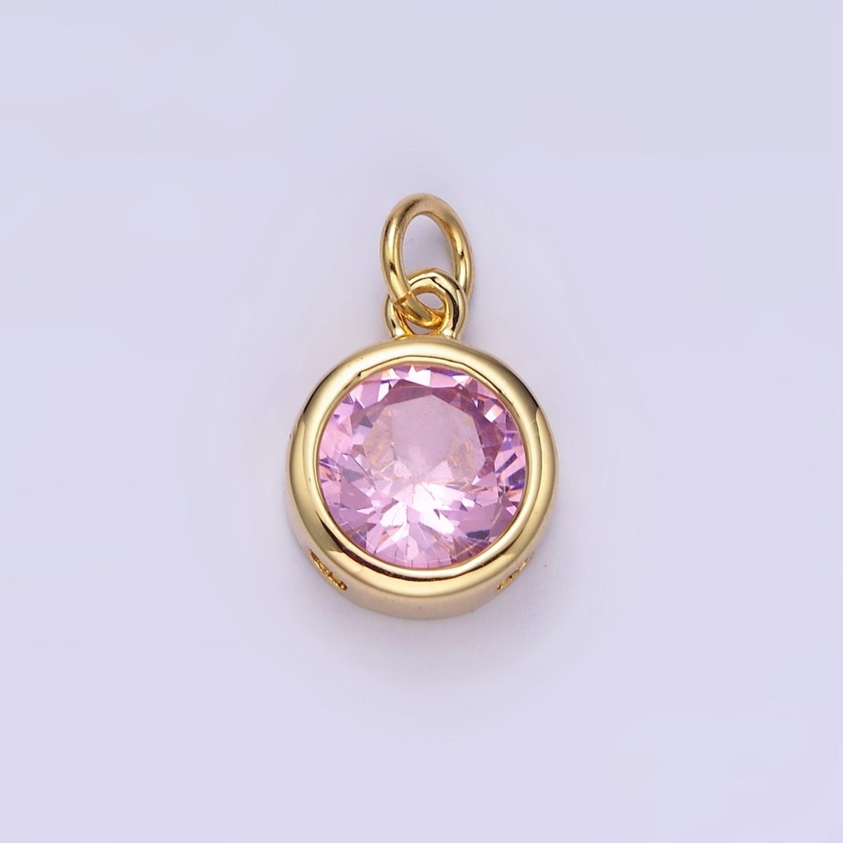 14K Gold Filled 10mm Personalized Birthstone Round Cubic Zirconia CZ Bezel Charm in Silver & Gold | N1575 - N1598 - DLUXCA