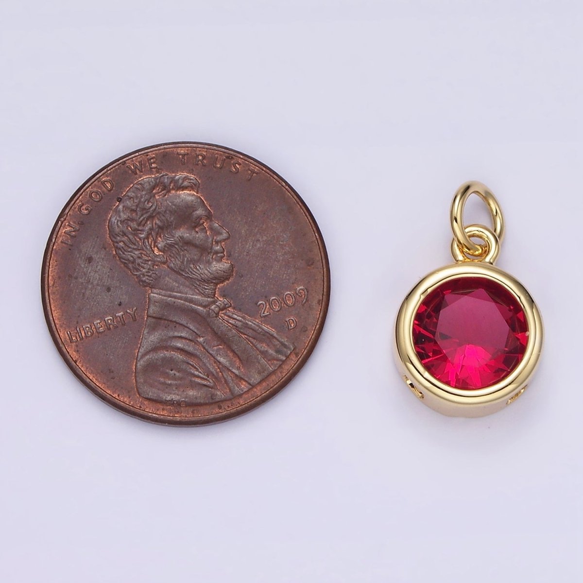 14K Gold Filled 10mm Personalized Birthstone Round Cubic Zirconia CZ Bezel Charm in Silver & Gold | N1575 - N1598 - DLUXCA