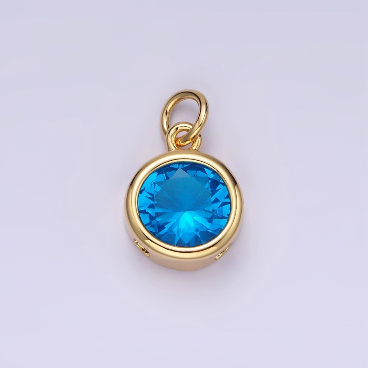 14K Gold Filled 10mm Personalized Birthstone Round Cubic Zirconia CZ Bezel Charm in Silver & Gold | N1575 - N1598 - DLUXCA