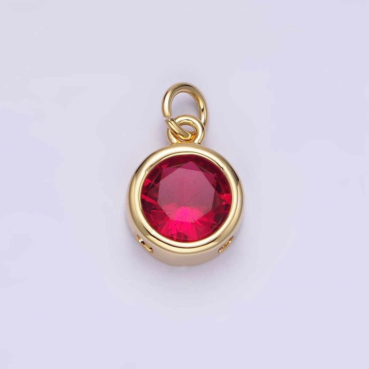 14K Gold Filled 10mm Personalized Birthstone Round Cubic Zirconia CZ Bezel Charm in Silver & Gold | N1575 - N1598 - DLUXCA