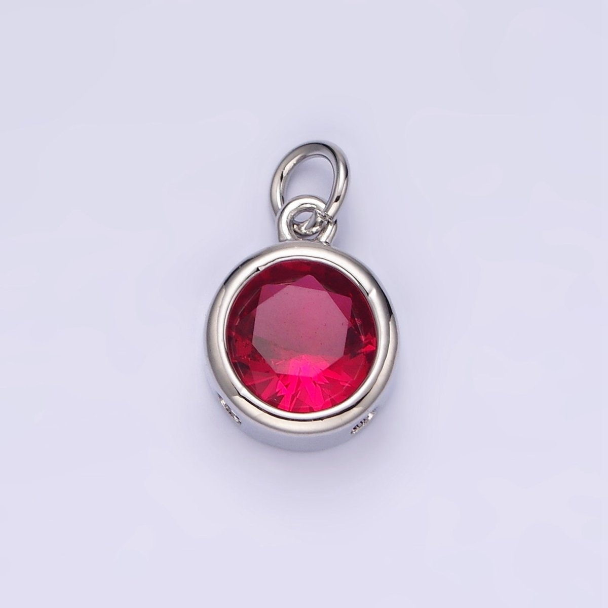 14K Gold Filled 10mm Personalized Birthstone Round Cubic Zirconia CZ Bezel Charm in Silver & Gold | N1575 - N1598 - DLUXCA