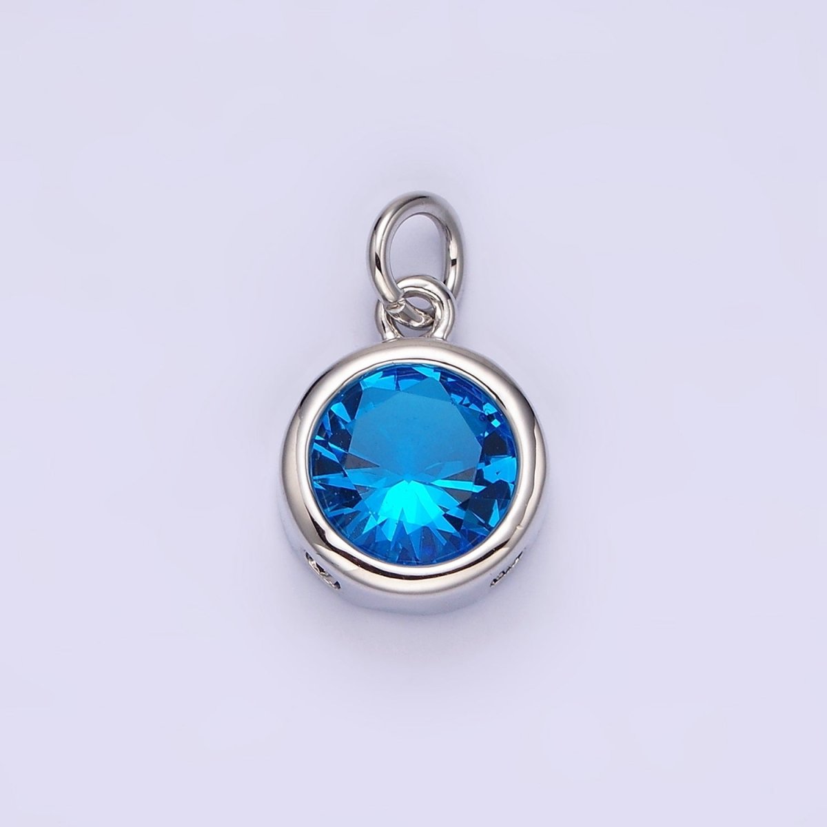 14K Gold Filled 10mm Personalized Birthstone Round Cubic Zirconia CZ Bezel Charm in Silver & Gold | N1575 - N1598 - DLUXCA