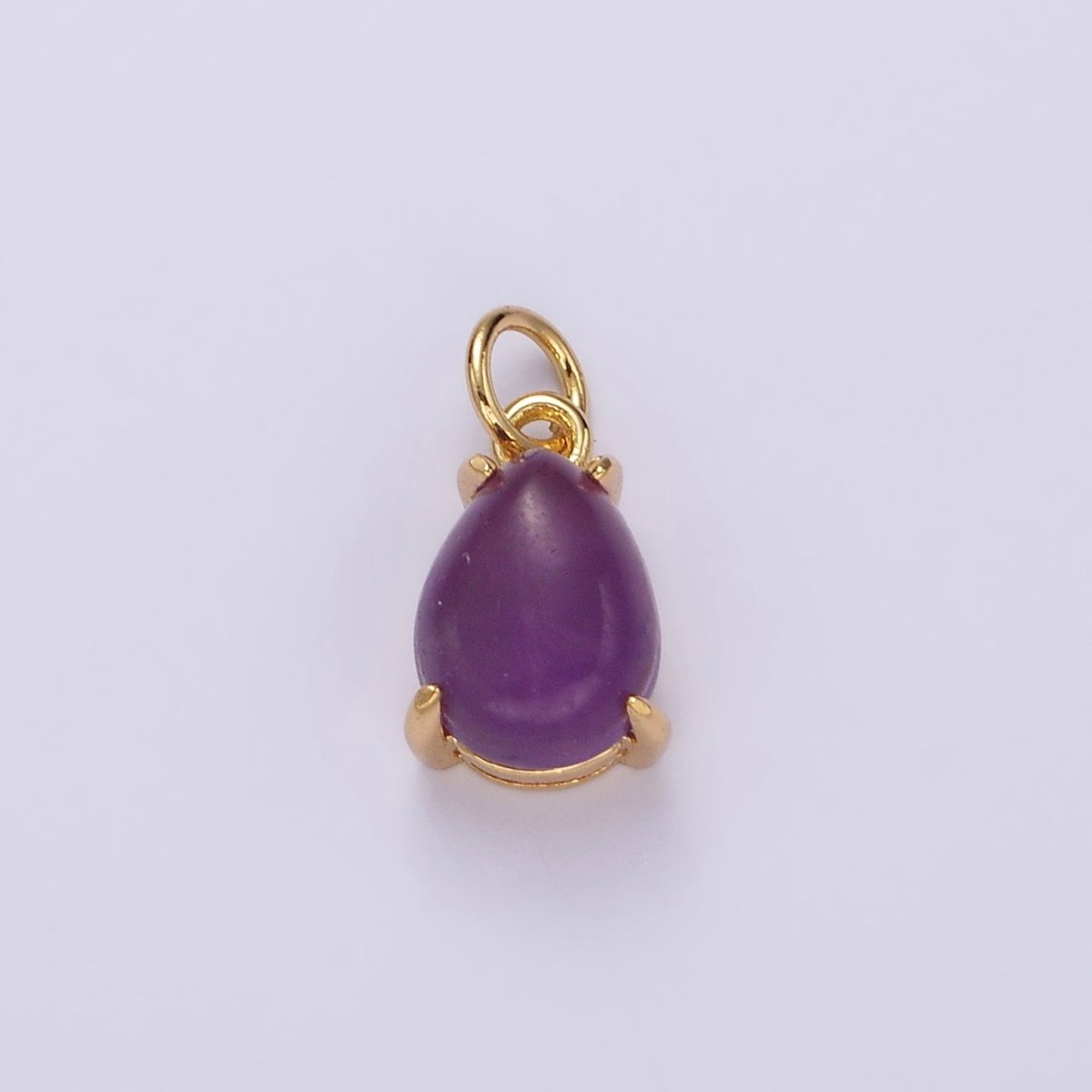 14K Gold Filled 10mm Rose Quartz, Amethyst Teardrop Bezel Minimalist Charm | AG445 AG446 - DLUXCA