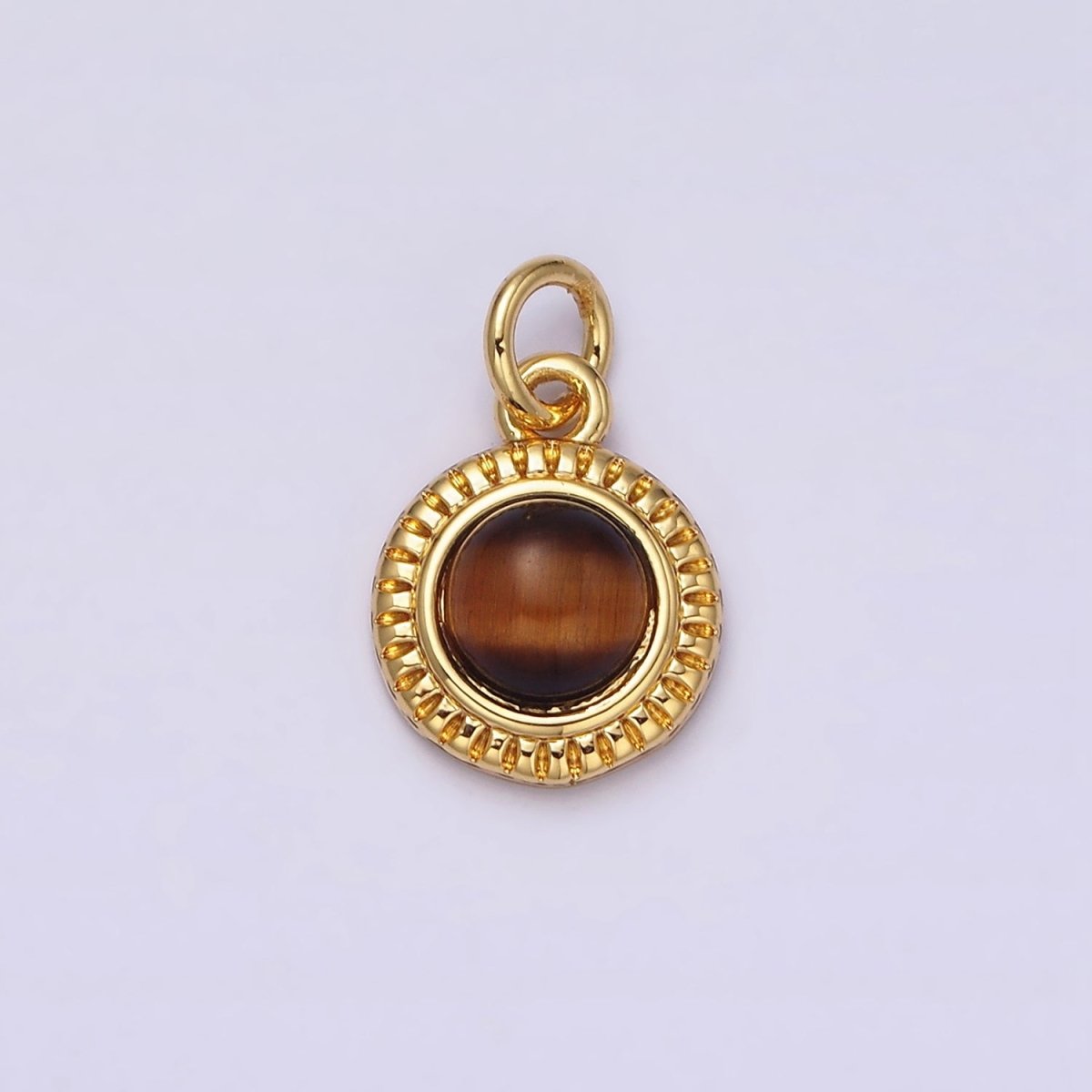 14K Gold Filled 10mm Round Natural Gemstone Lined Connector | AC1517 - AC1528 - DLUXCA
