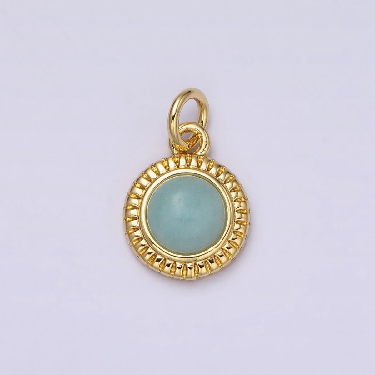 14K Gold Filled 10mm Round Natural Gemstone Lined Connector | AC1517 - AC1528 - DLUXCA