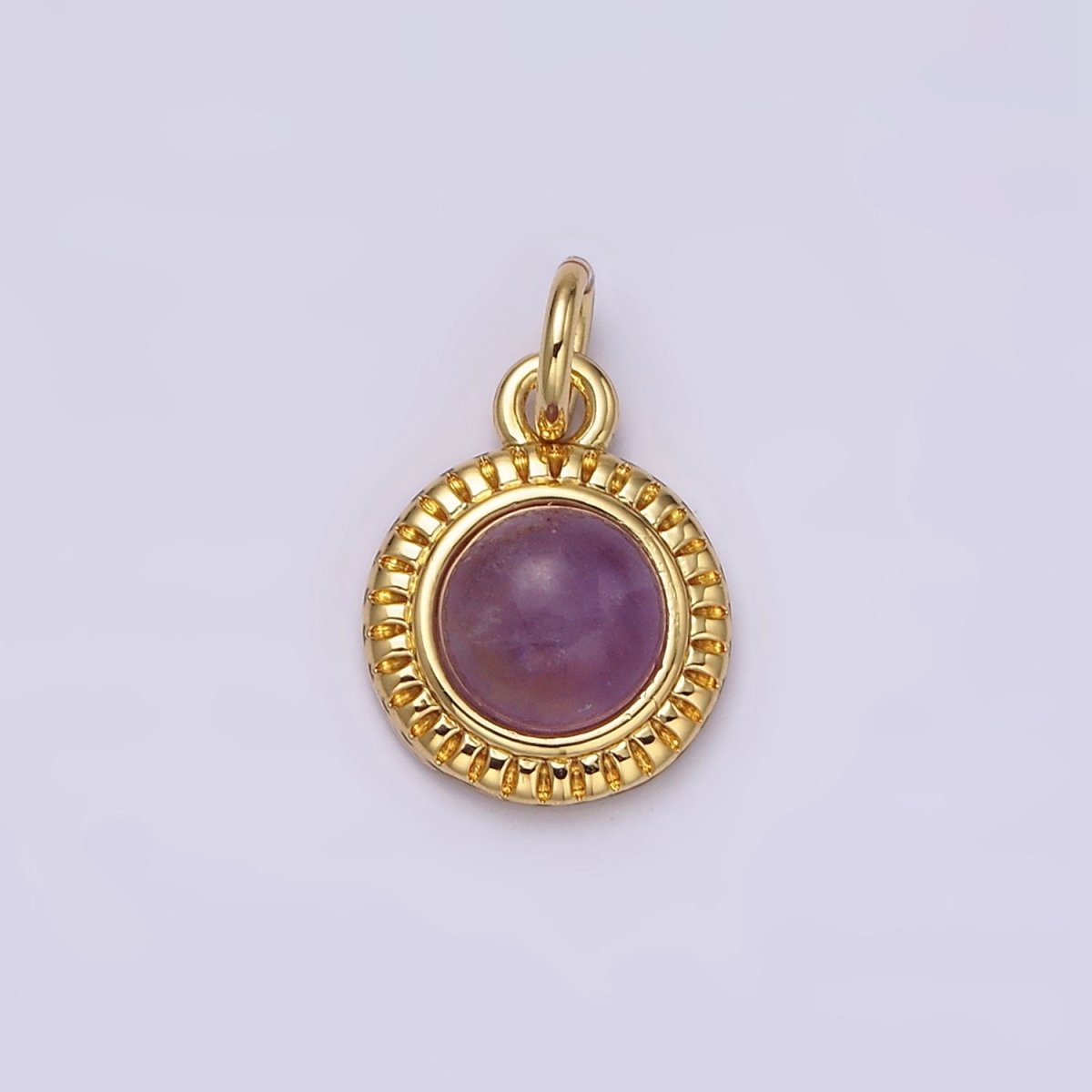 14K Gold Filled 10mm Round Natural Gemstone Lined Connector | AC1517 - AC1528 - DLUXCA