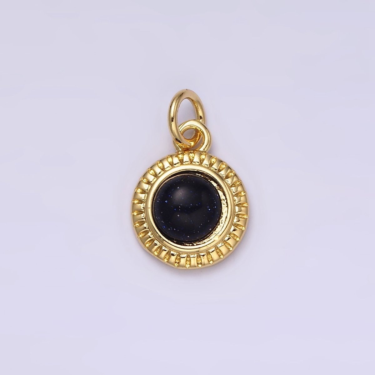 14K Gold Filled 10mm Round Natural Gemstone Lined Connector | AC1517 - AC1528 - DLUXCA