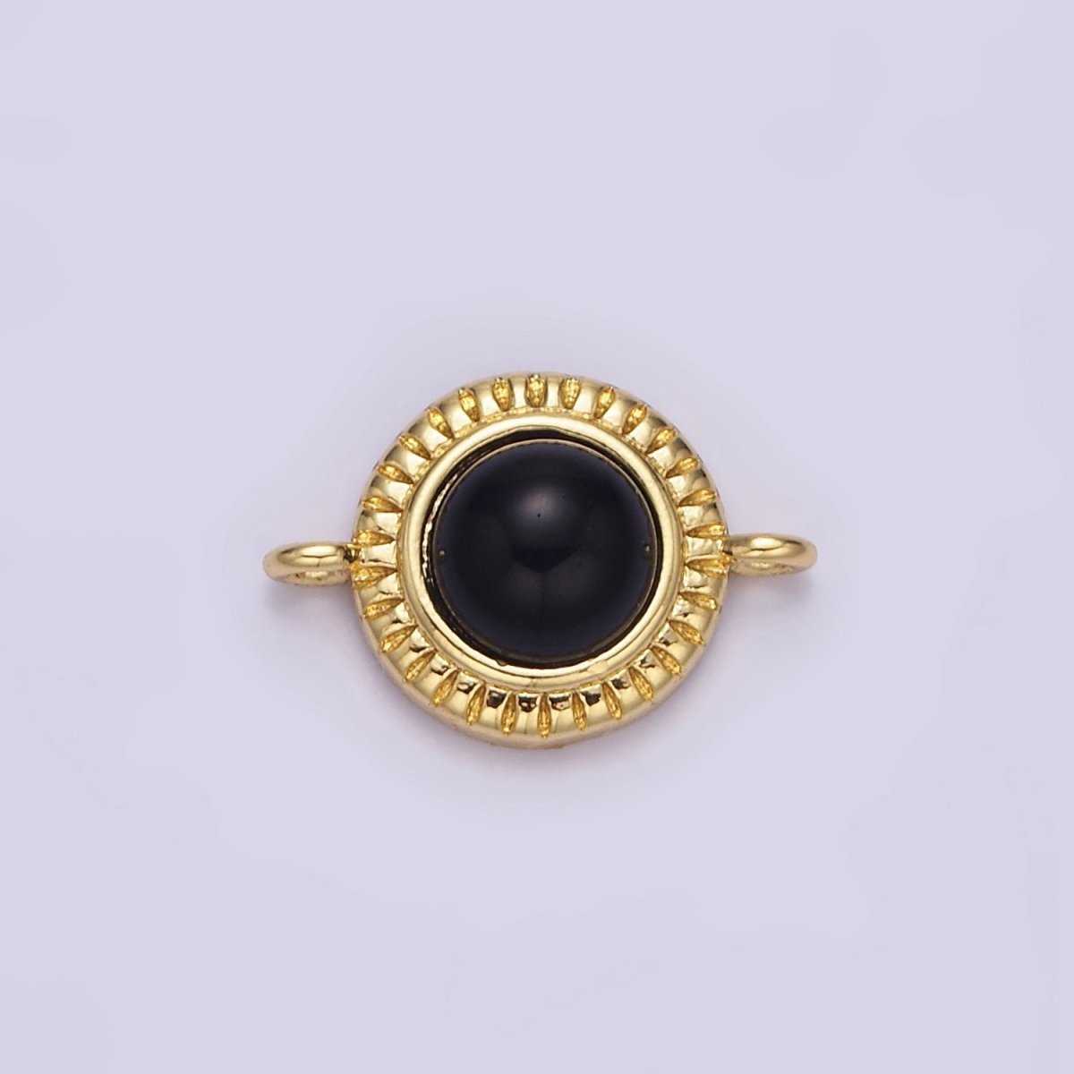 14K Gold Filled 10mm Round Natural Gemstone Lined Connector | Y-738 ~ Y-749 - DLUXCA