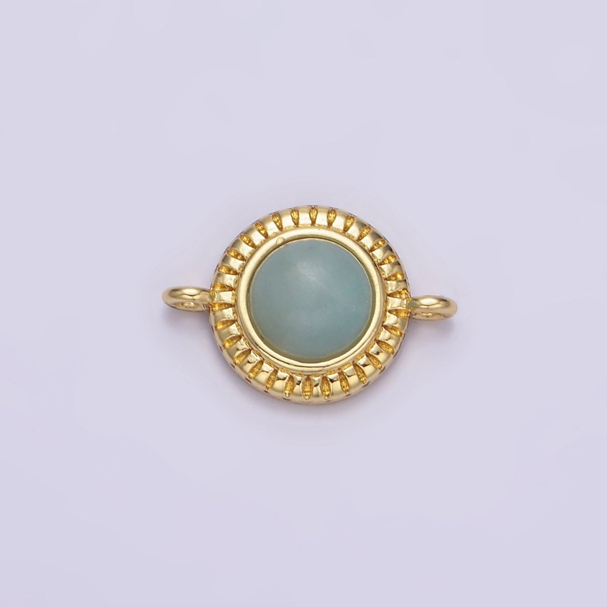 14K Gold Filled 10mm Round Natural Gemstone Lined Connector | Y-738 ~ Y-749 - DLUXCA