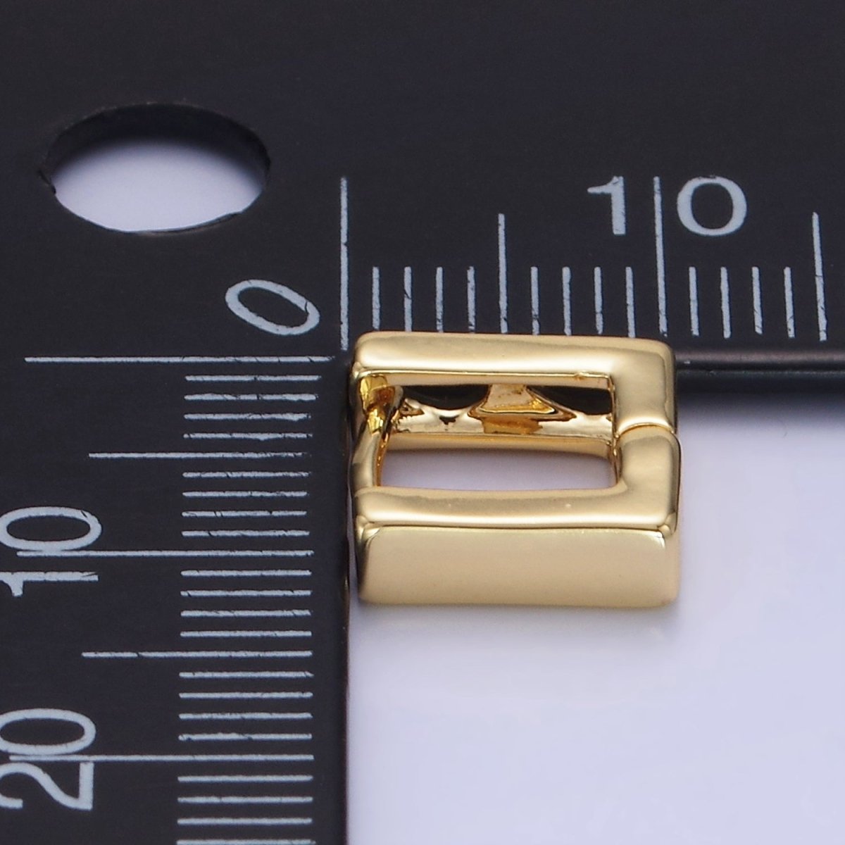 14K Gold Filled 10mm Square Open Teardrop Minimalist Huggie Earrings | AB1265 - DLUXCA
